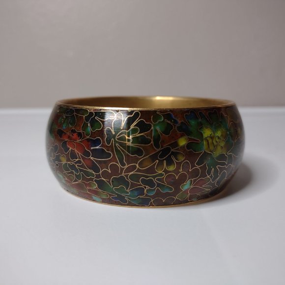 Pretty Multicolor Floral Large Vintage Bangle - Picture 12 of 16